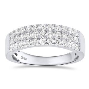 Nova Star(R) Sterling Silver 1ctw. Lab Grown Diamond Band Ring