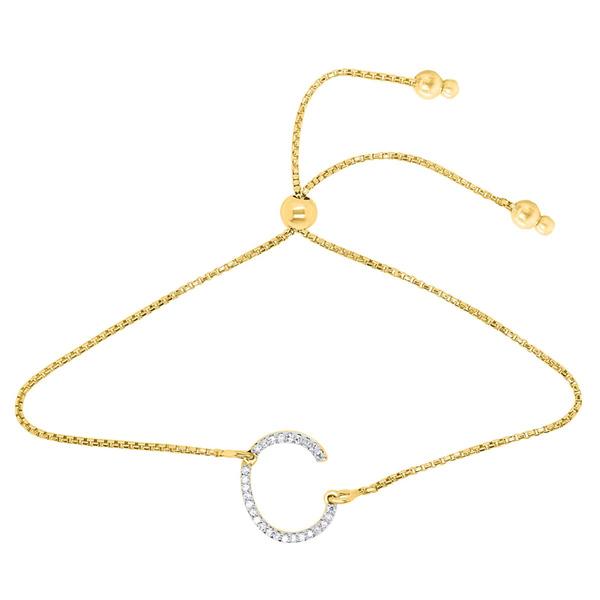 Nova Star(R) Gold-Plated 1/10ctw. Lab-Grown Diamond C Bolo Bracelet