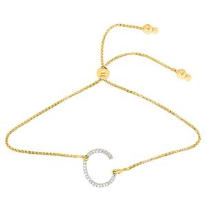Nova Star(R) Gold-Plated 1/10ctw. Lab-Grown Diamond C Bolo Bracelet