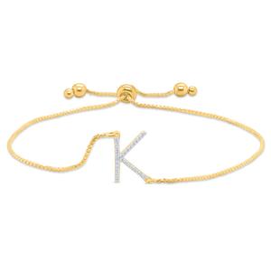 Nova Star(R) Gold-Plated 1/10ctw. Lab-Grown Diamond K Bolo Bracelet