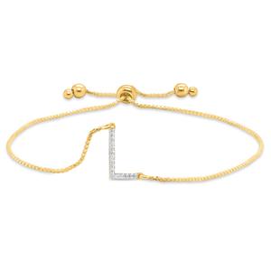 Nova Star(R) Gold-Plated 1/10ctw. Lab-Grown Diamond L Bolo Bracelet