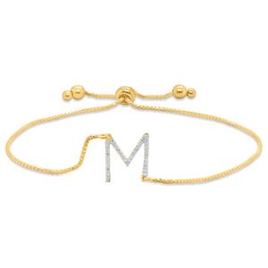 Nova Star(R) Gold-Plated 1/10ctw. Lab-Grown Diamond M Bolo Bracelet