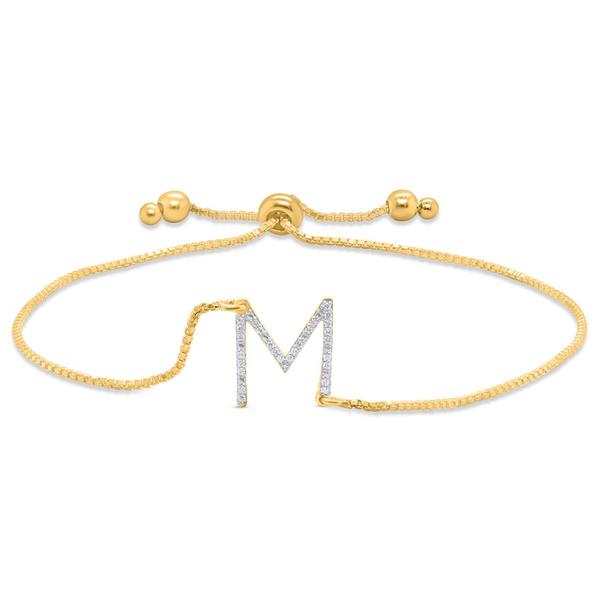 Nova Star(R) Gold-Plated 1/10ctw. Lab-Grown Diamond M Bolo Bracelet