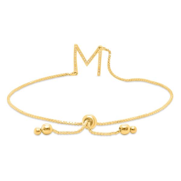 Nova Star(R) Gold-Plated 1/10ctw. Lab-Grown Diamond M Bolo Bracelet alternate view