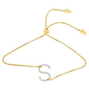 Nova Star(R) Gold-Plated 1/10ctw. Lab-Grown Diamond S Bolo Bracelet