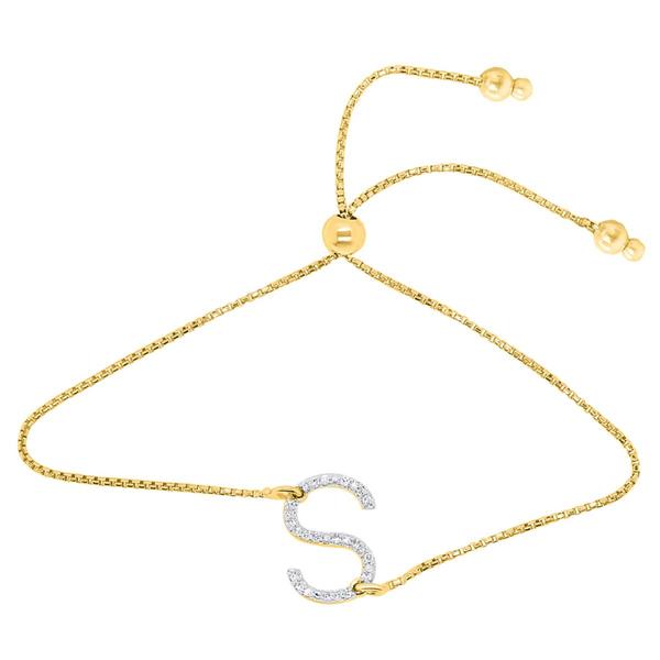 Nova Star(R) Gold-Plated 1/10ctw. Lab-Grown Diamond S Bolo Bracelet