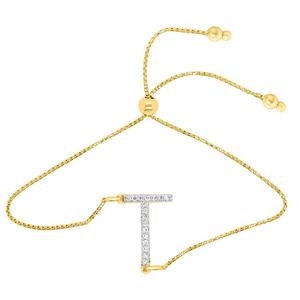 Nova Star(R) Gold-Plated 1/10ctw. Lab-Grown Diamond T Bolo Bracelet