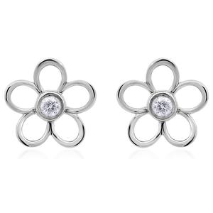 Diamond Classics(tm) Sterling Silver 1/5ctw. Diamond Flower Earrings alternate view