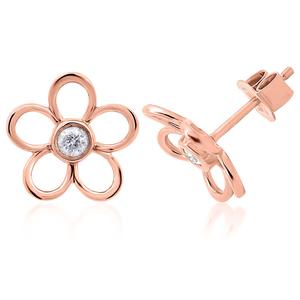 Diamond Classics(tm) Rose Gold 1/5ctw. Diamond Flower Earrings