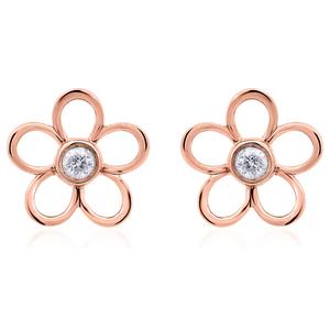 Diamond Classics(tm) Rose Gold 1/5ctw. Diamond Flower Earrings alternate view