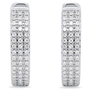Diamond Classics(tm) Sterling 1/4ctw. Diamond 3-Row Hoop Earrings alternate view