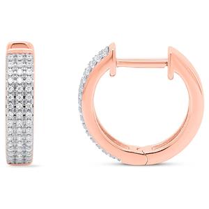 Diamond Classics(tm) Rose Gold 1/4ctw. Diamond 3-Row Hoop Earrings
