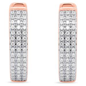 Diamond Classics(tm) Rose Gold 1/4ctw. Diamond 3-Row Hoop Earrings alternate view