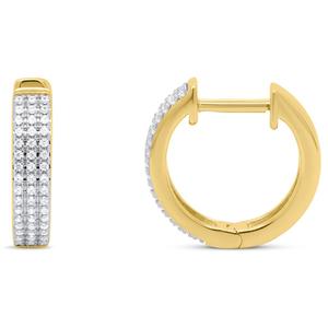 Diamond Classics(tm) Yellow Gold 1/4ctw. Diamond 3-Row Hoop Earrings