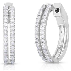 Diamond Classics(tm) 1/2ctw. Diamond 2-Row Hoop Earrings