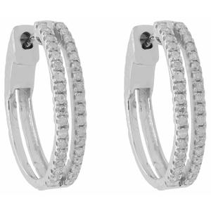 Diamond Classics(tm) 1/2ctw. Diamond 2-Row Hoop Earrings alternate view