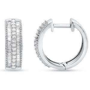 Diamond Classics(tm) 1/2ctw. Round & Baguette Diamond Hoop Earrings