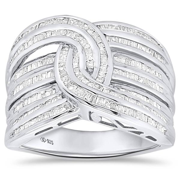 Diamond Classics(tm) Sterling 1ctw. Baguette Diamond Interwoven Ring