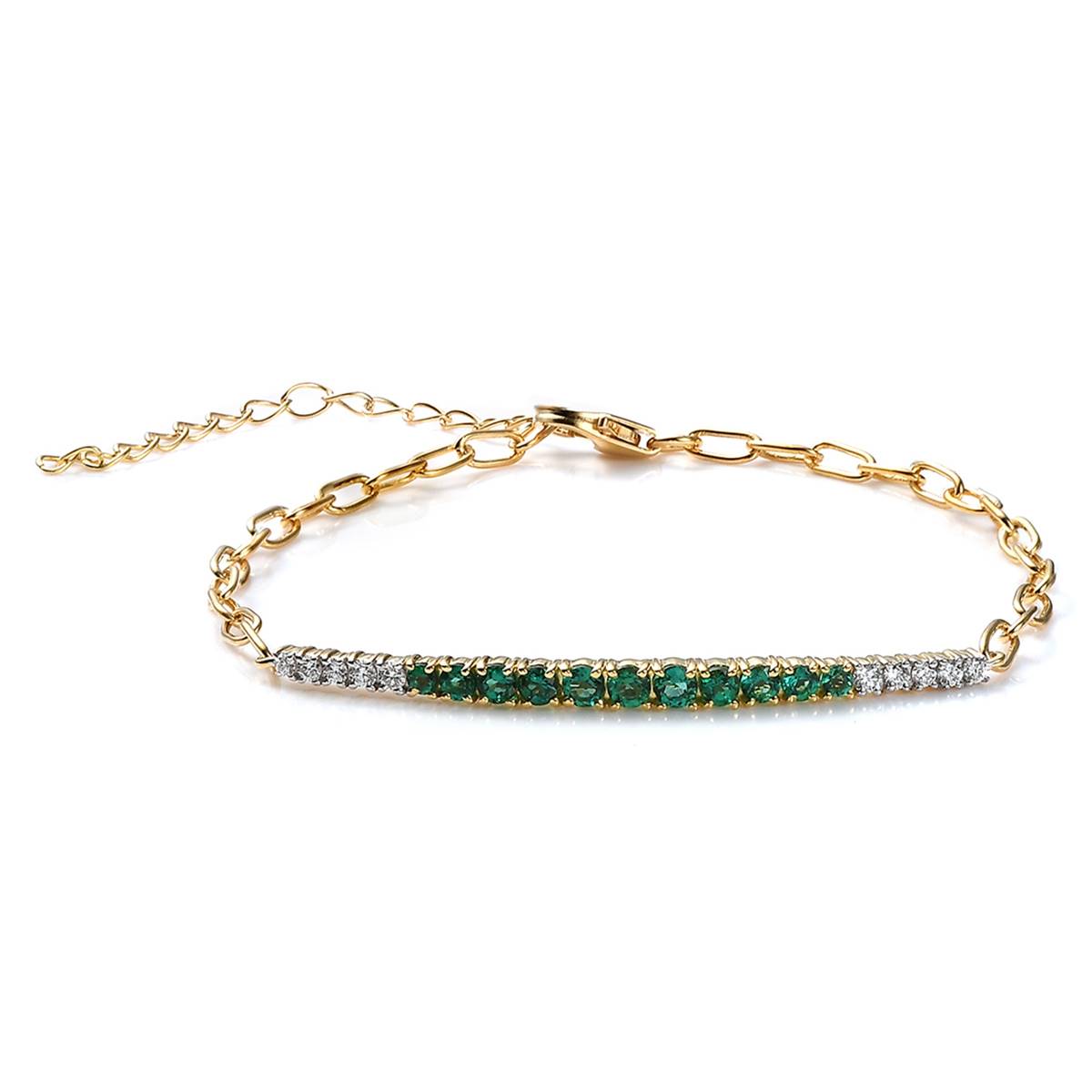 Gemstone Classics(tm) Created Emerald Lab Grown Diamond Bracelet