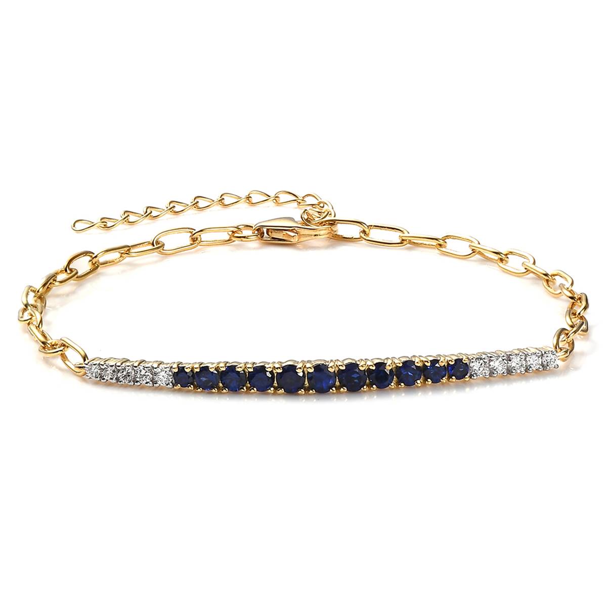 Gemstone Classics(tm) Created Sapphire Lab Grown Diamond Bracelet