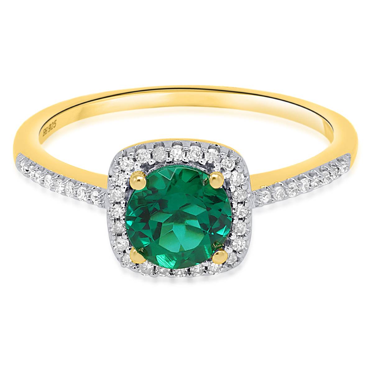 Gemstone  Classics(tm) Created Emerald Lab Grown Diamond Ring