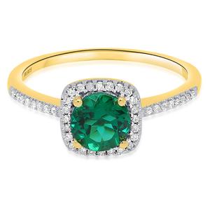 Gemstone  Classics(tm) Created Emerald Lab Grown Diamond Ring alternate view