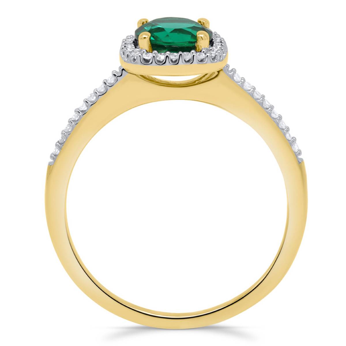 Gemstone  Classics(tm) Created Emerald Lab Grown Diamond Ring