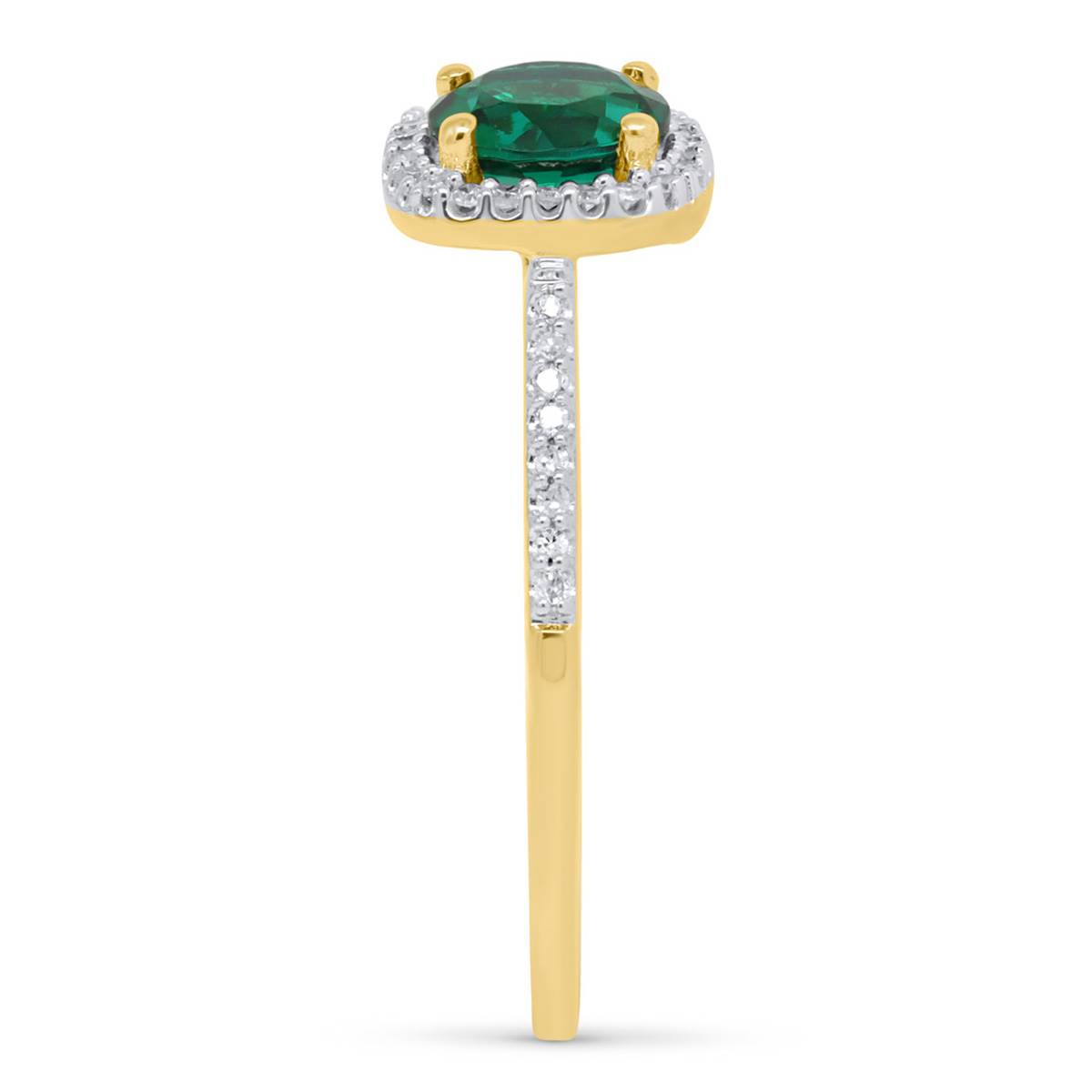 Gemstone  Classics(tm) Created Emerald Lab Grown Diamond Ring