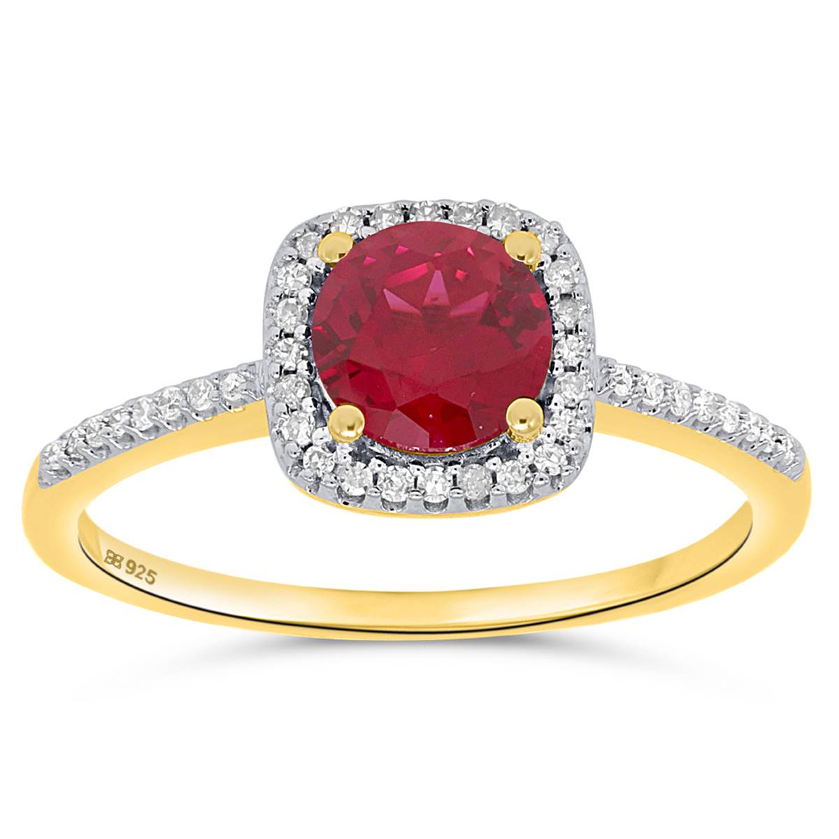 Gemstone Classics(tm) Created Ruby Lab Grown Diamond Ring