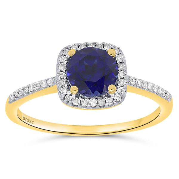 Gemstone Classics(tm) Created Sapphire & Lab Grown Diamond Ring