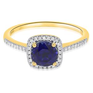 Gemstone Classics(tm) Created Sapphire & Lab Grown Diamond Ring alternate view