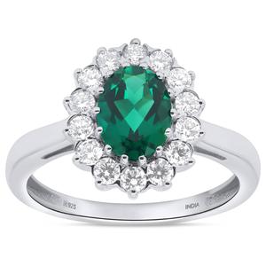 Nova Star(R) Oval Lab-Grown Emerald with Lab-Grown Diamond Ring