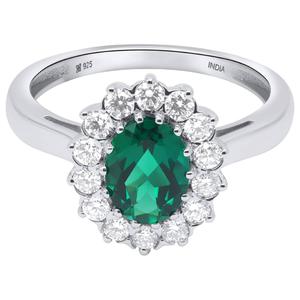 Nova Star(R) Oval Lab-Grown Emerald with Lab-Grown Diamond Ring alternate view