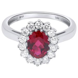 Nova Star(R) Oval Lab Grown Ruby w/ 1/2ctw. Lab Grown Diamond Ring alternate view