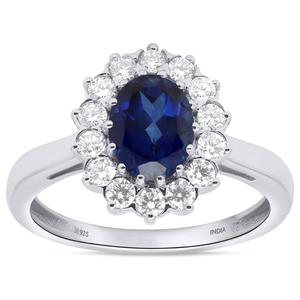 Nova Star(R) Oval Lab Grown Sapphire with Lab Grown Diamond Ring