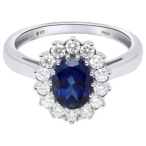 Nova Star(R) Oval Lab Grown Sapphire with Lab Grown Diamond Ring alternate view