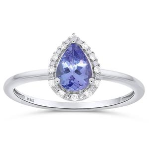 Gemstone Classics(tm) Pear Tanzanite Lab Grown Diamond Accent Ring