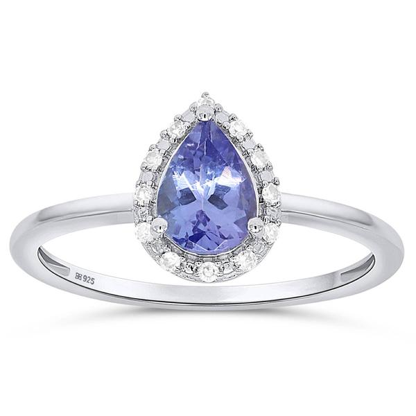 Gemstone Classics(tm) Pear Tanzanite Lab Grown Diamond Accent Ring