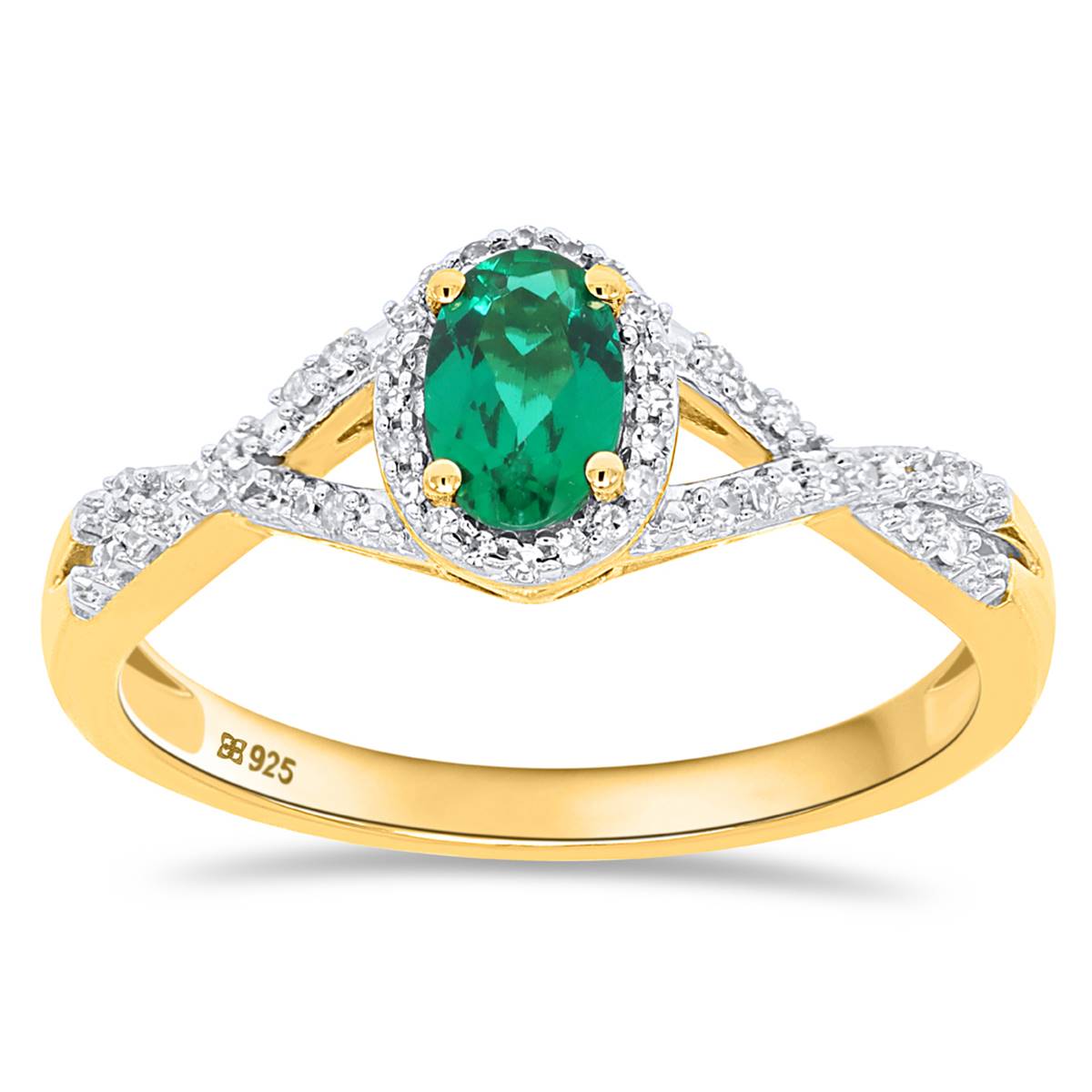 Gemstone Classics(tm) Created Emerald Lab Grown Diamond Ring