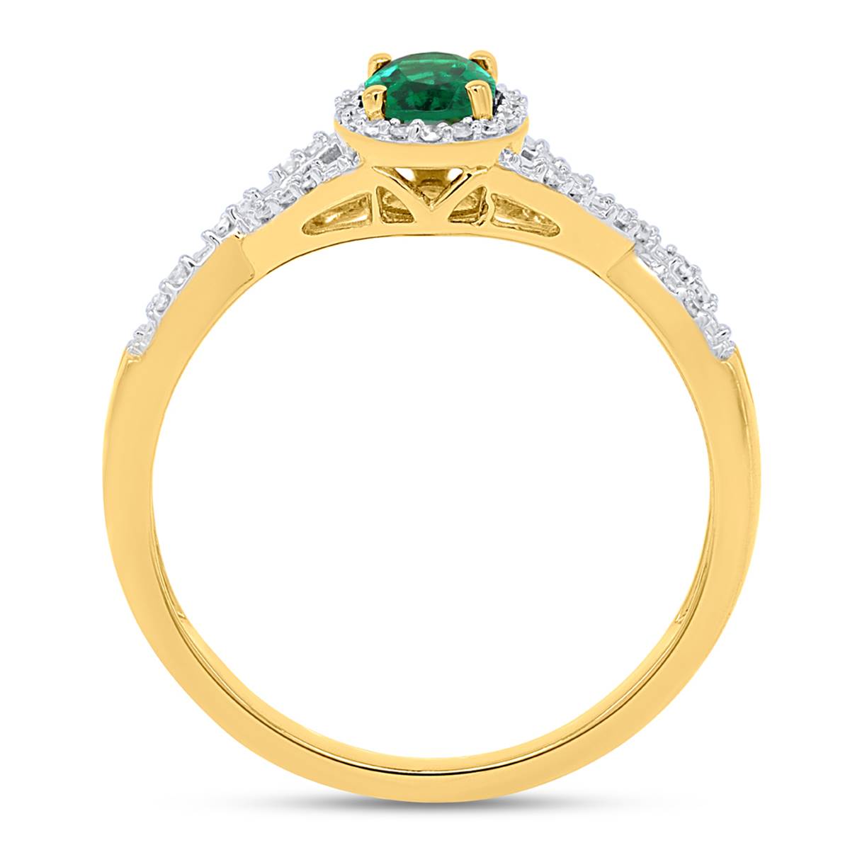 Gemstone Classics(tm) Created Emerald Lab Grown Diamond Ring