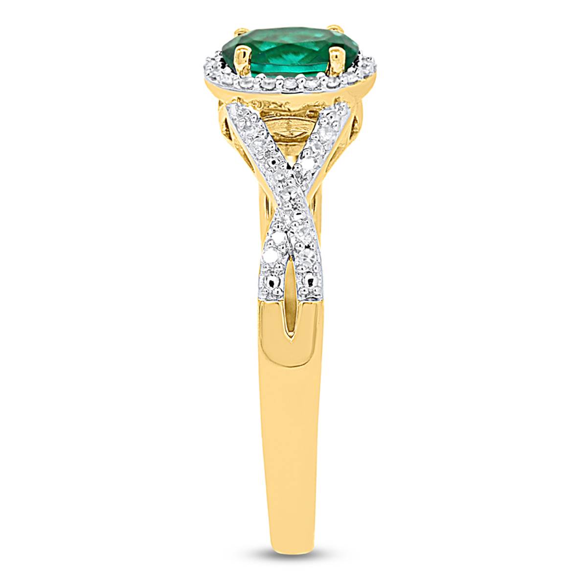 Gemstone Classics(tm) Created Emerald Lab Grown Diamond Ring