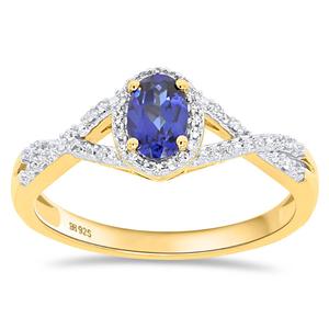 Gemstone Classics(tm) Created Sapphire & Lab Grown Diamond Ring