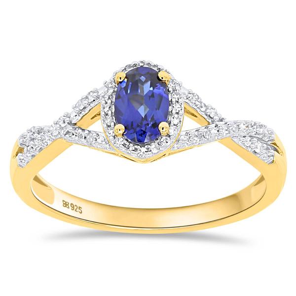 Gemstone Classics(tm) Created Sapphire & Lab Grown Diamond Ring