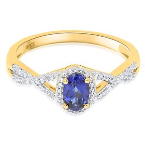 Gemstone Classics(tm) Created Sapphire & Lab Grown Diamond Ring alternate view