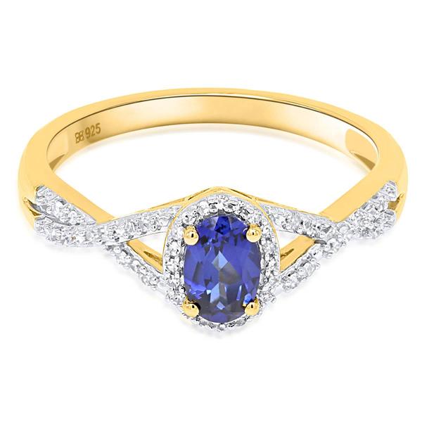 Gemstone Classics(tm) Created Sapphire & Lab Grown Diamond Ring alternate view