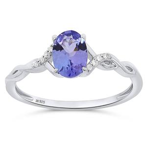 Gemstone Classics(tm) Natural Tanzanite Lab Grown Diamond Ring