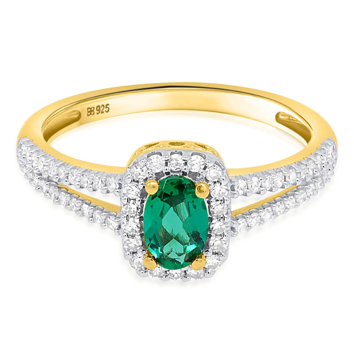 Gemstone Classics(tm) Created Emerald & Lab Grown Diamond Ring