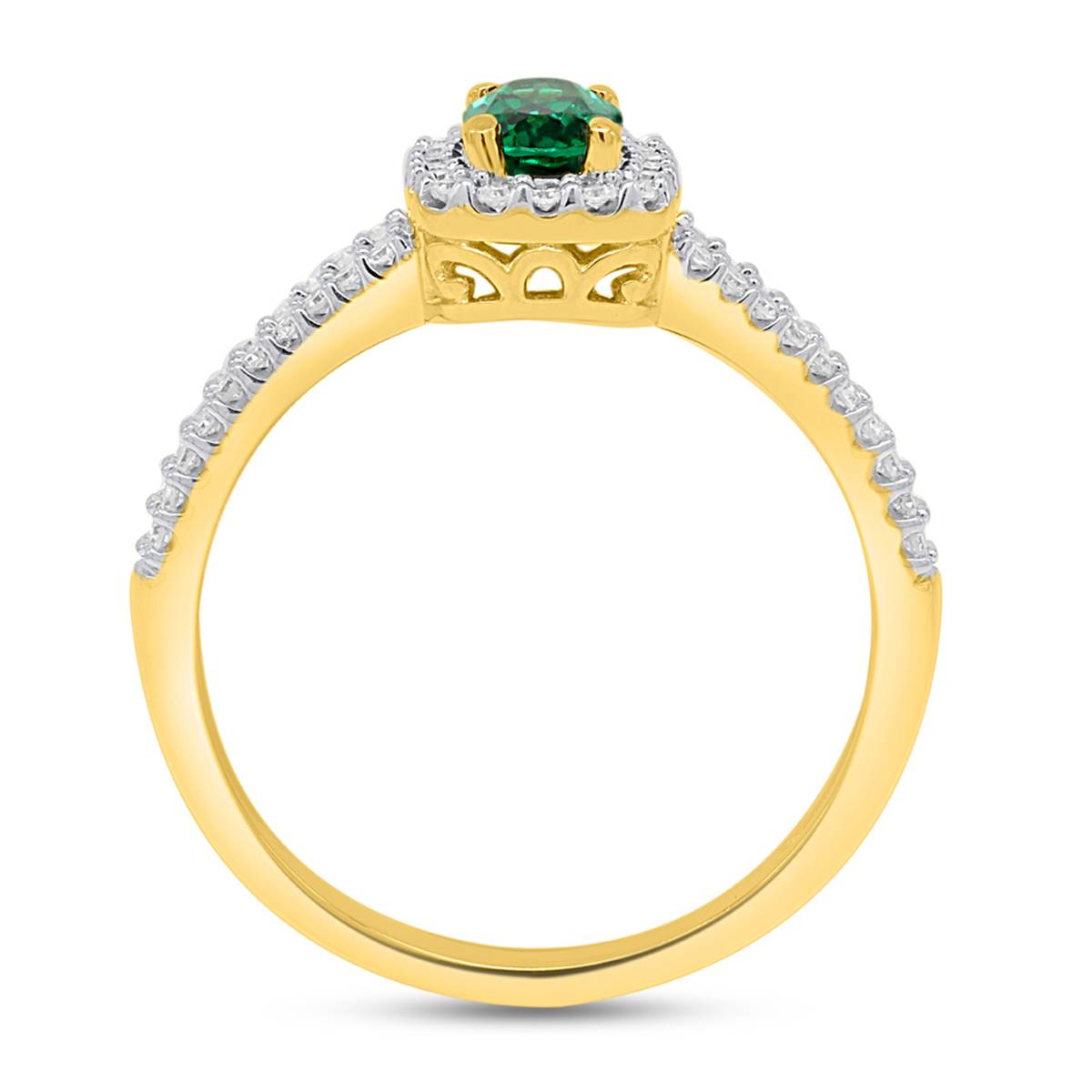 Gemstone Classics(tm) Created Emerald & Lab Grown Diamond Ring