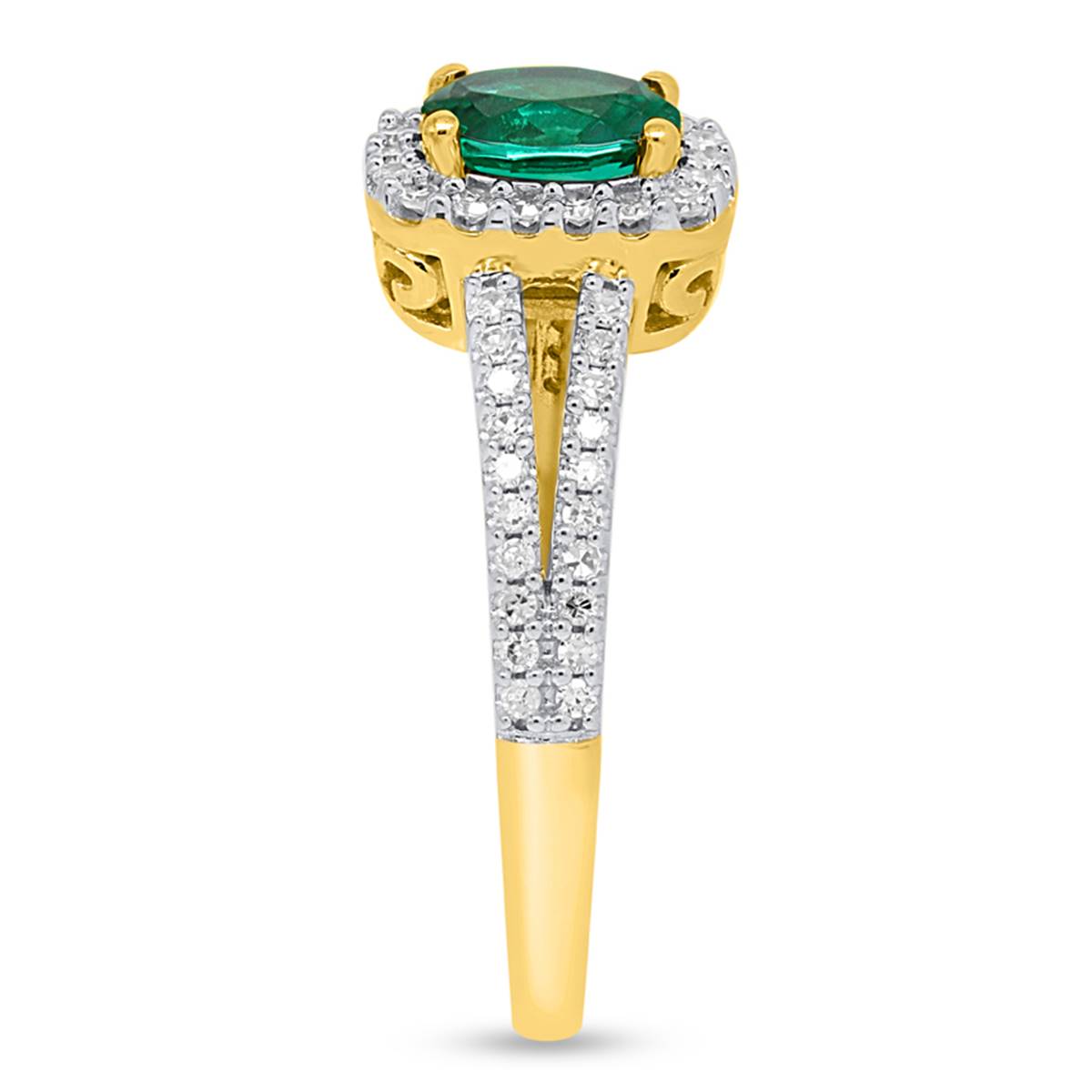 Gemstone Classics(tm) Created Emerald & Lab Grown Diamond Ring