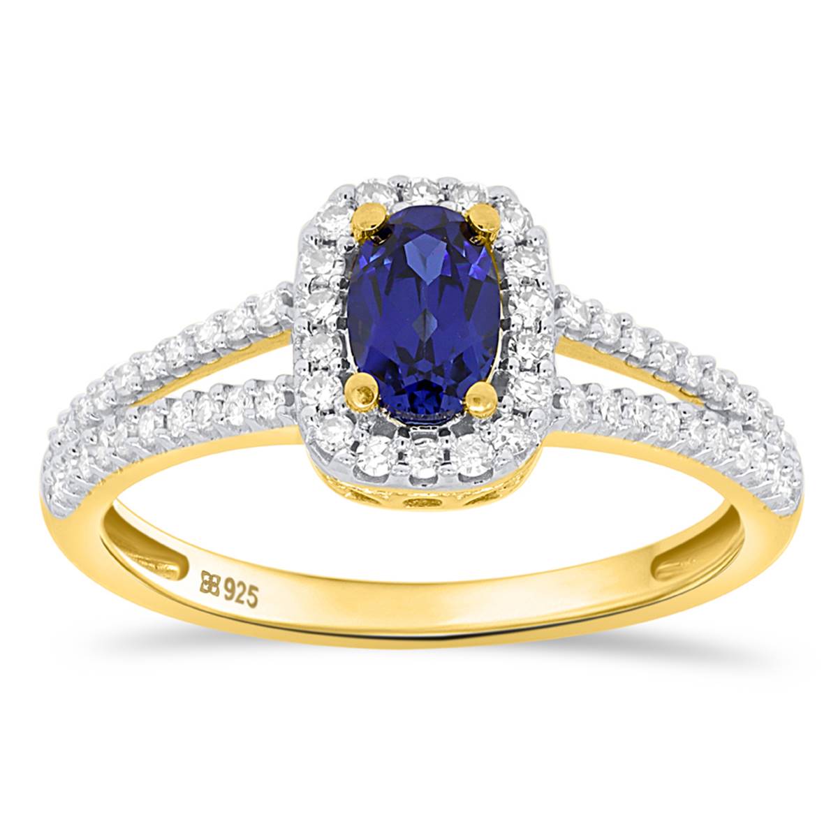 Gemstone Classics(tm) Created Sapphire & Lab Grown Diamond Ring